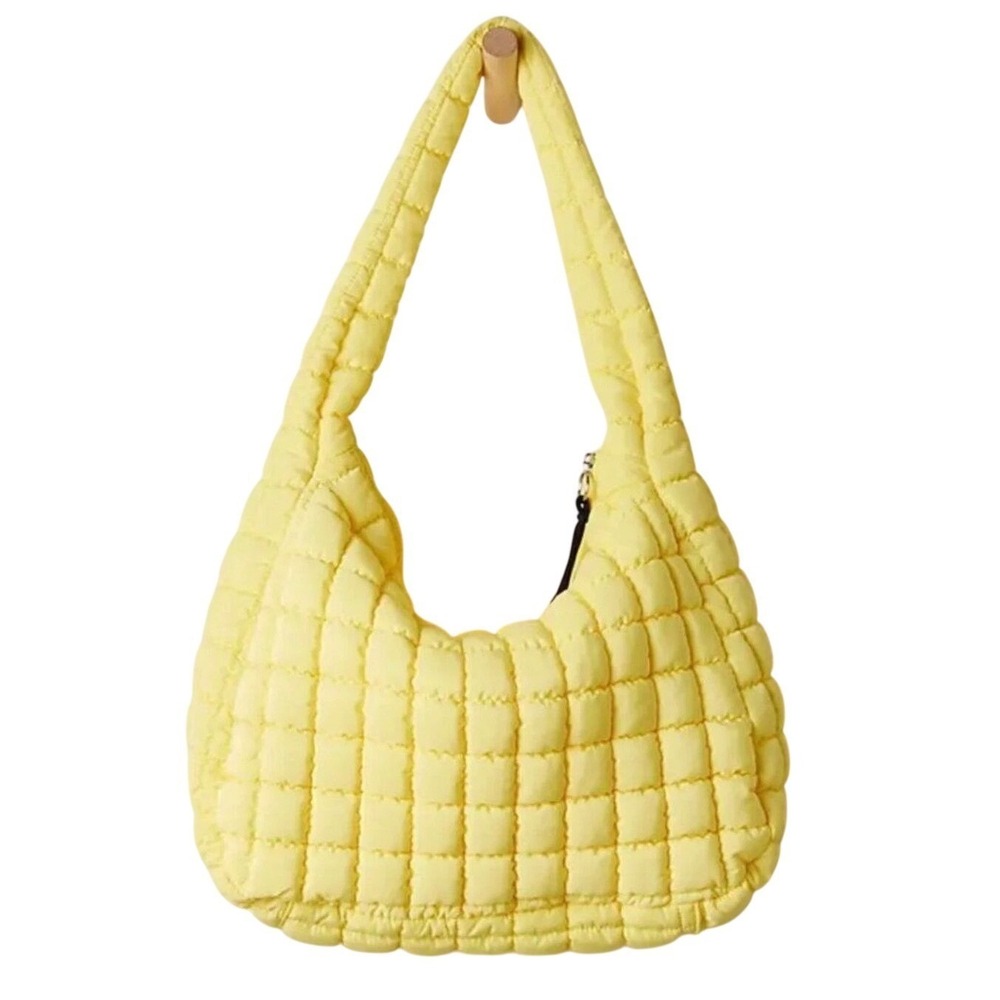 Free People Quilted Carryall Tote Bag Sun Yellow New with Tags $78 MSRP - Picture 5 of 5